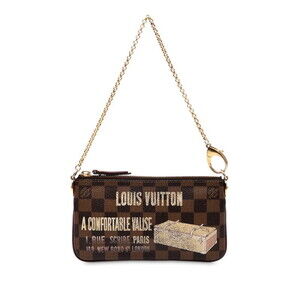 Louis Vuitton Damier Pochette Mila Chain Handbag Shoulder Bag Brown